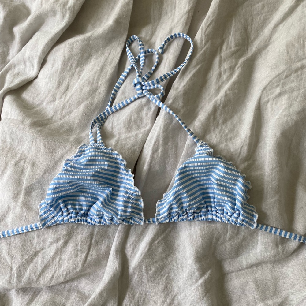 Blue and White Bikini Top